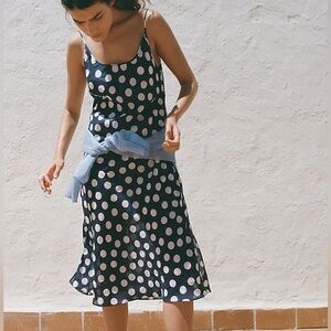 Maryam Nassir Zadeh J. Crew Navy and White Polka Dot dress